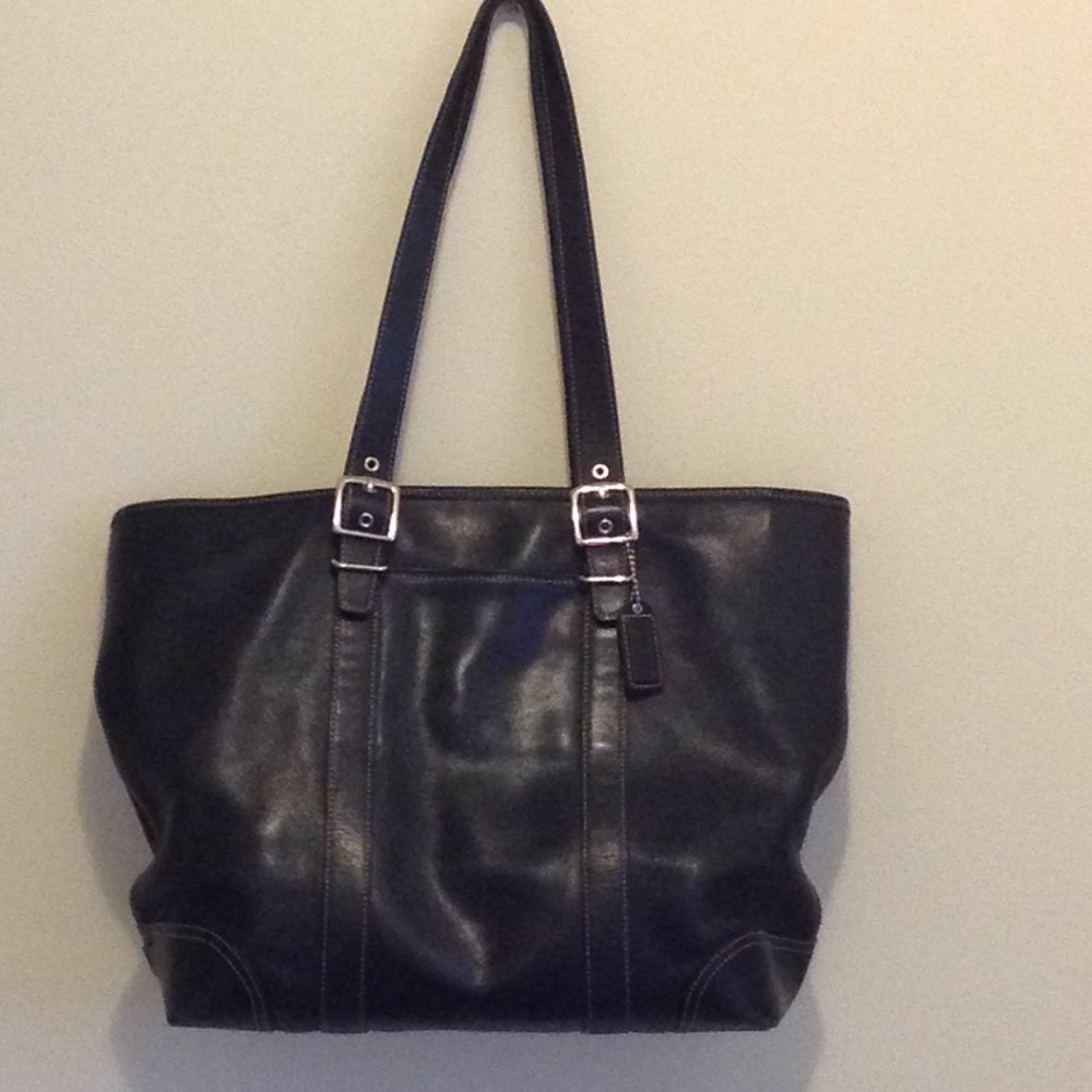 Authentic Coach large black leather tote